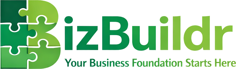 BizBuildr logo: puzzle-piece B with wordmark and tagline Your Business Foundation Starts Here
